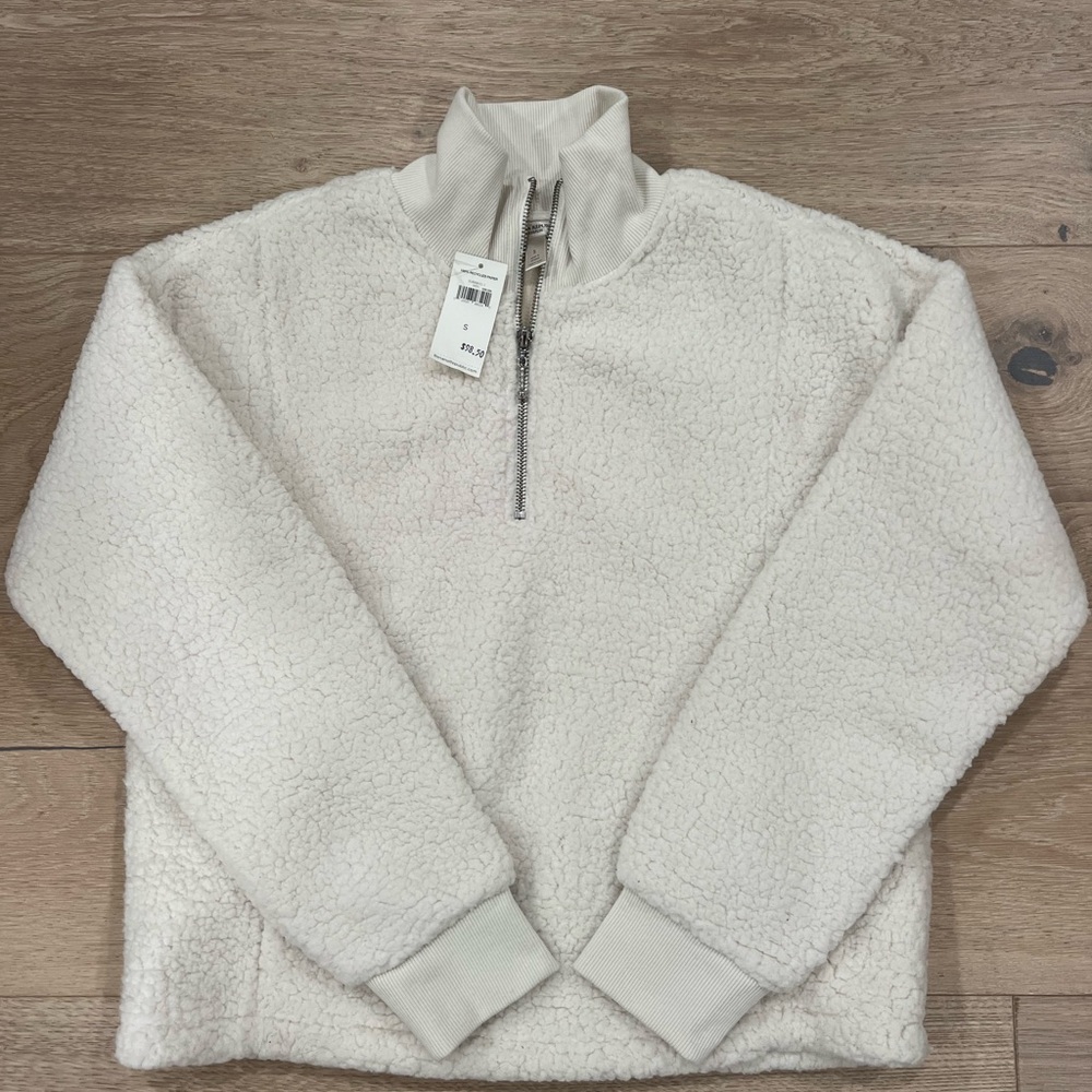 Banana Republic Cream Sherpa Half-Zip Pullover